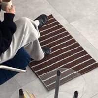 予約販売7月上旬～7月中旬頃発送予定　rug-03097　ブラウン×ブルー ストライプ ラグ 40×60cm / 60×90cm