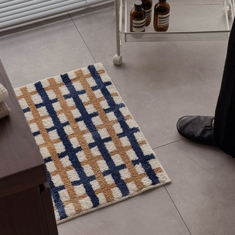 mat-03092　クロスカラーチェック ラグ 40cm×60cm