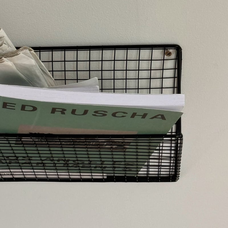 shelf-03044 アイアン メッシュ ウォールマガジンラック ブラック