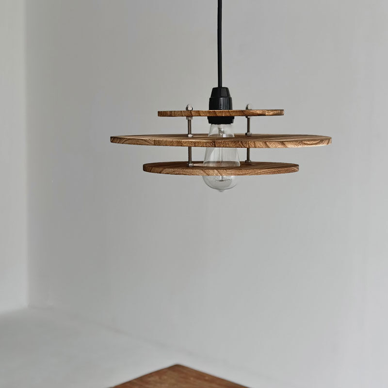 light-03226 brown ウッド フラットレイヤーシェード Medium ペンダント