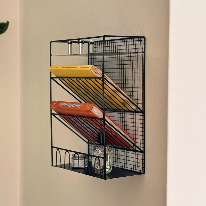 wallrack-03048 アイアンメッシュ ウォールラック ブラック
