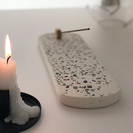 incenseholder-03016　テラゾー オーバル インセンスホルダー お香立て