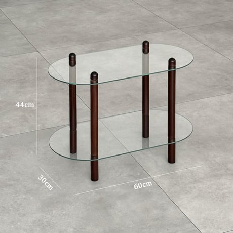 table-03223　オーバル 2段 ガラステーブル