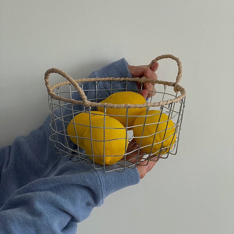 basket-03078 ラウンド ワイヤーバスケット ハンドル付き | ART