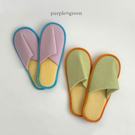 slipper-03007　カラーパイピング ルームシューズ スリッパ　2足セット