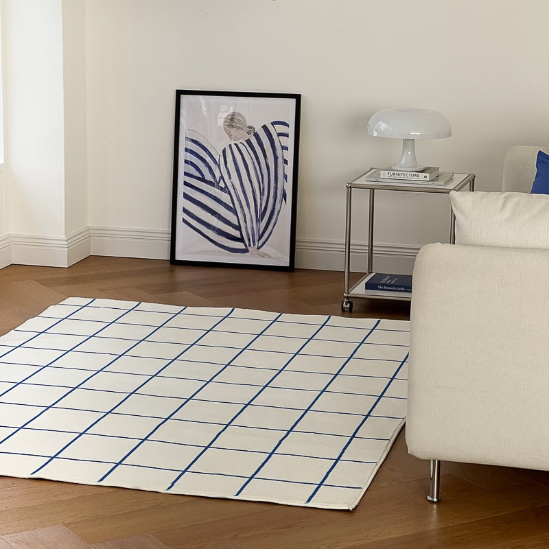 ART OF BLACK アートオブブラック ブルー グラフチェック ラグ rug-03075 ブルー グラフチェック ラグ 100×150cm / 150×200cm