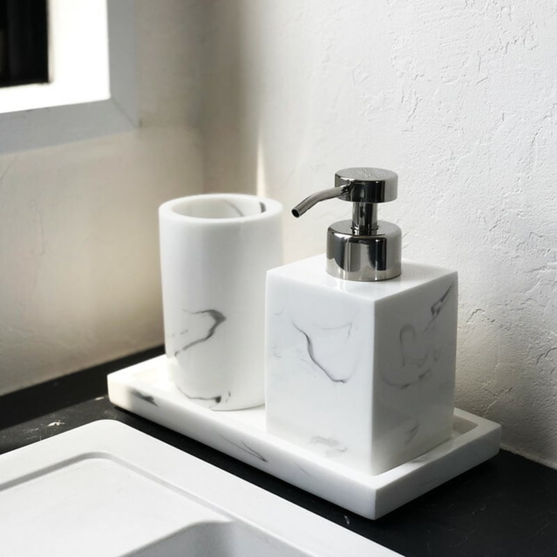 toiletries-03003 大理石柄 泡タイプ 詰め替えボトル 歯ブラシスタンド