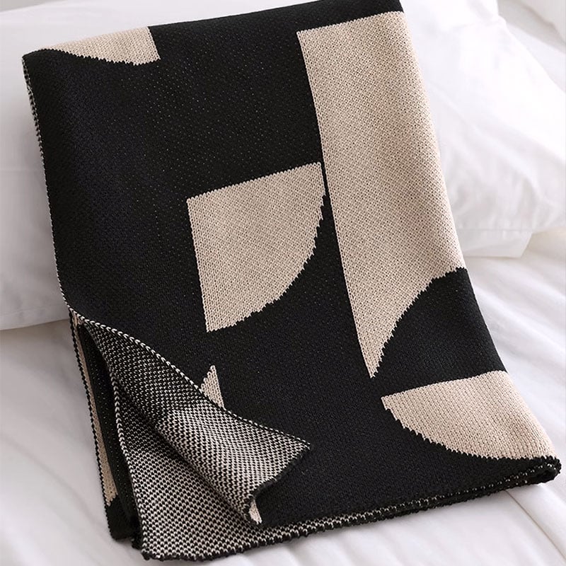 blanket-03053 geometric pattern ニットブランケット 130×1 blanket-03053 geometric pattern ニットブランケット 130×1