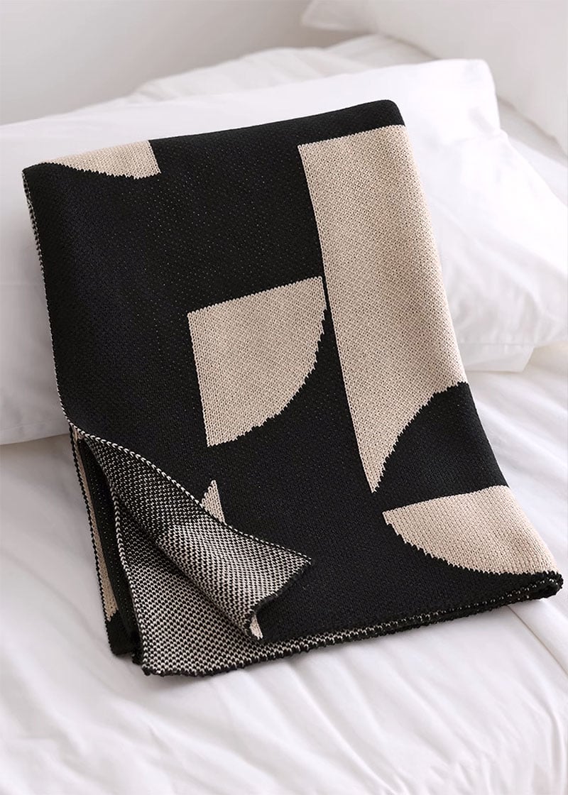blanket-03053 geometric pattern ニットブランケット 130×1