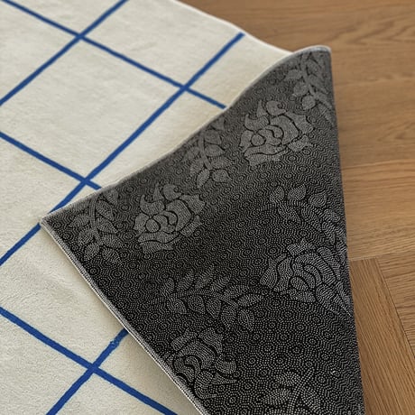 rug-03075　ブルー グラフチェック ラグ 100×150cm / 150×200cm