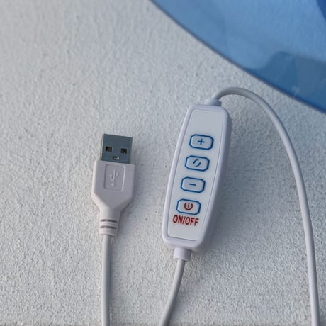light-03353　USB ブルー マッシュルーム テーブルランプ LED