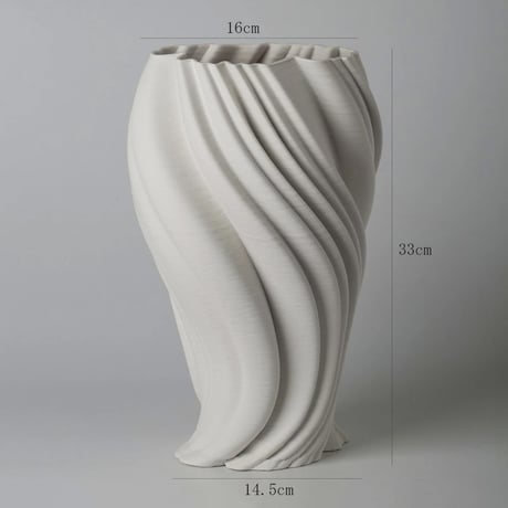 flowervase-03311　Graceful Twist 3Dプリンター セラミック フラワーベース 花瓶
