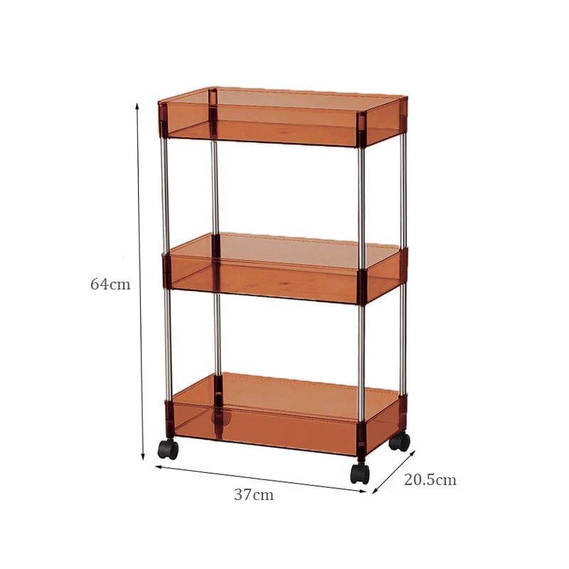 wagon-03020 ステンレスレッグ クリアトレイ スリムワゴン 3段 | ART