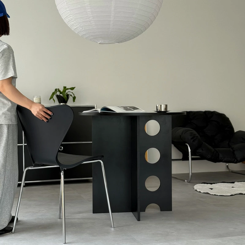 table-03190 ブラック ホールレッグ ラウンドテーブル 80cm | ART OF