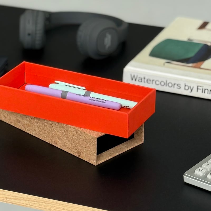 stationery-03051 コルクカバー スライド式 小物収納BOX | ART OF