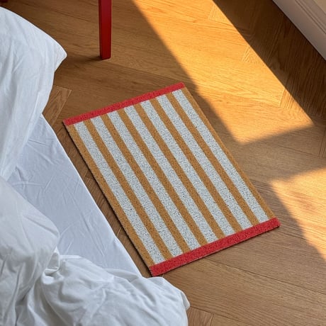 mat-03082　マルチストライプ イエロー レッド 泥落としマット 40cm×60cm