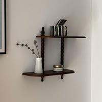 shelf-03039　ボビンターニング ウォールシェルフ ダークブラウン 2段 40cm