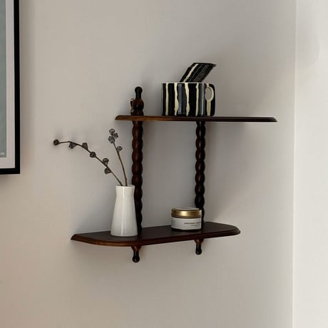 shelf-03039　ボビンターニング ウォールシェルフ ダークブラウン 2段 40cm