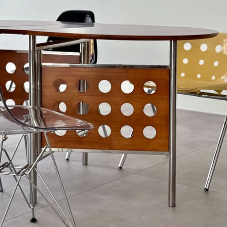 table-03213　受注販売　折り畳み オーバル天板 ホールレッグ ダイニングテーブル ブラウン
