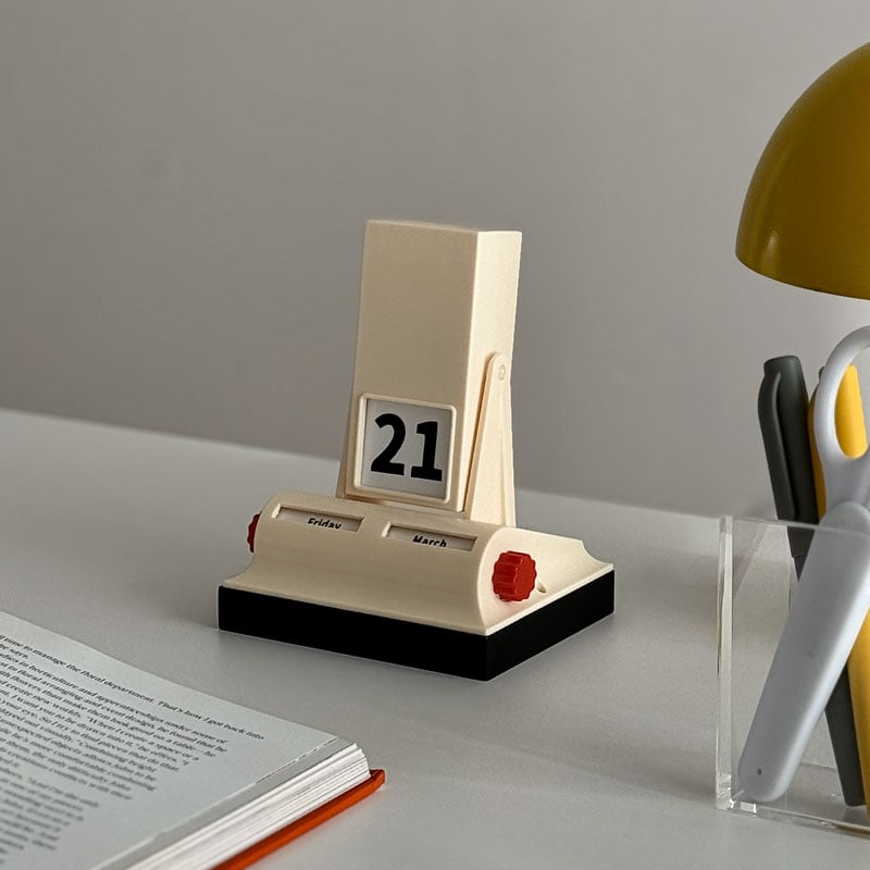 calendar-03018 スペースエイジデザイン 回転式 卓上 万年カレンダー