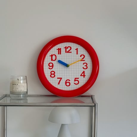 clock-03102　カラー針 グリッドパターン ラウンド ウォールクロック 掛け時計 静音