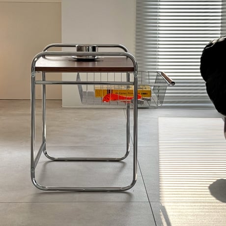 table-03200　バスケット収納付き ミニテーブル 47cm×36cm×H48cm