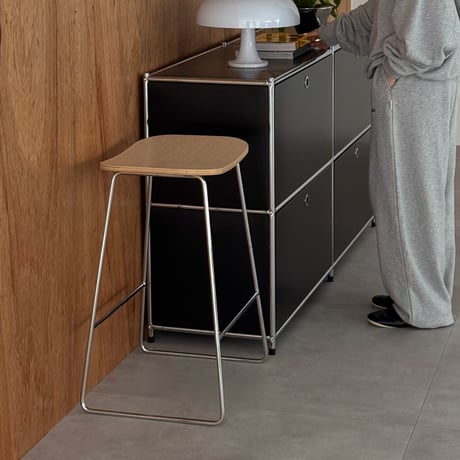 chair-03095　プライウッド スチールスタンド ハイチェア カウンタースツール