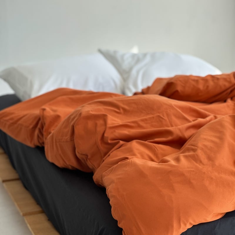 beddingsets-03068 orange×black×white 無地布団カバーセット