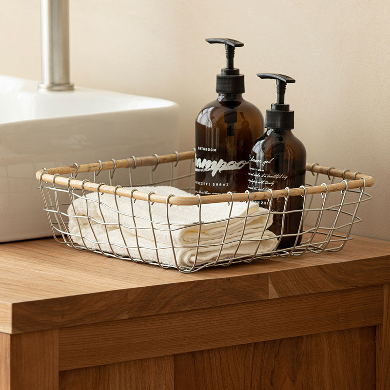 basket-03072 アイアン スクエア型バスケット 大小2個セット | ART OF B