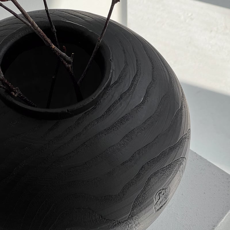 flowervase-03309 wood texture ブラック フラワーベース 花瓶 |