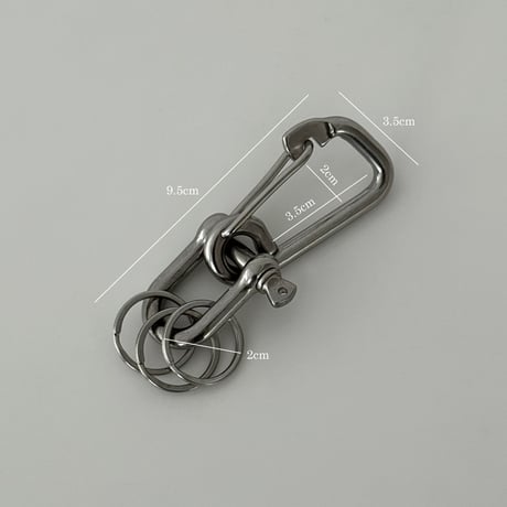 keyring-03004　ステンレス製 スナップフック × ストレートシャックル キーリング