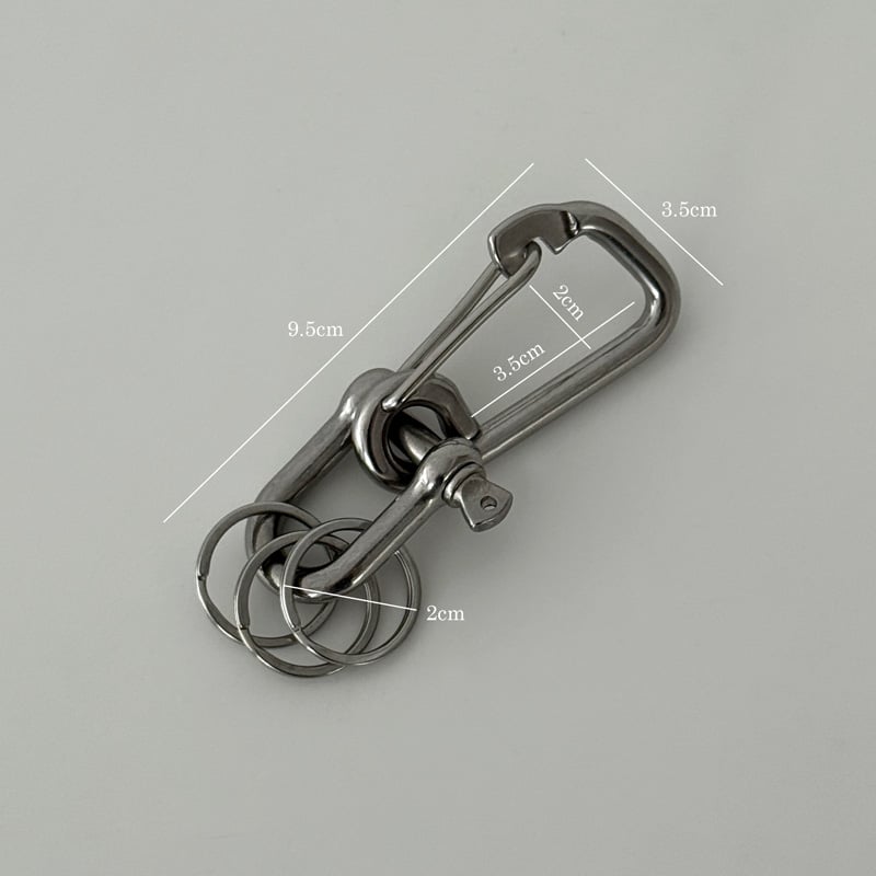 keyring-03004 ステンレス製 スナップフック × ストレートシャックル