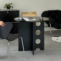 table-03190　ブラック ホールレッグ ラウンドテーブル 80cm