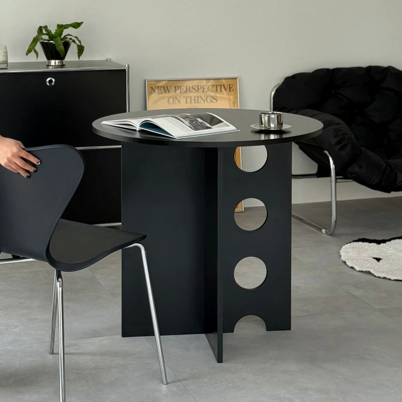 table-03190 ブラック ホールレッグ ラウンドテーブル 80cm | ART OF