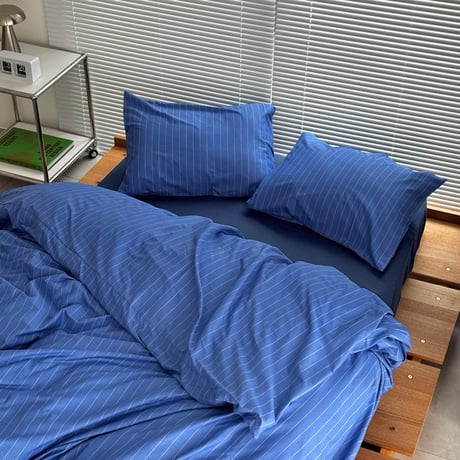beddingsets-03095　blue ピンストライプ 布団カバーセット