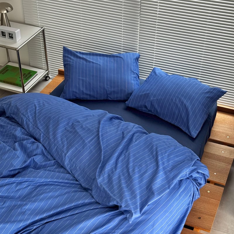 beddingsets-03095 blue ピンストライプ 布団カバーセット | ART O