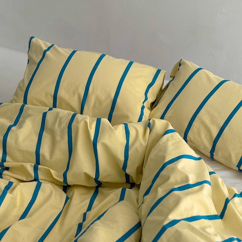 青と黄色のデザイン布団 枕1つ beddingsets-03081 yellow×blue ペンシルストライプ 布団カバーセッ