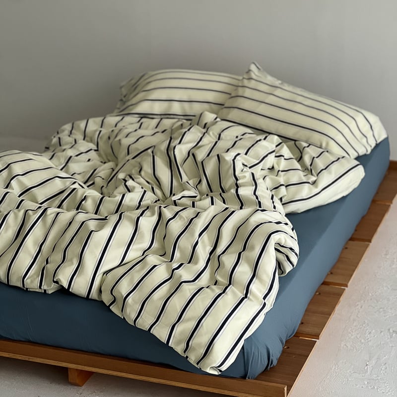 新品☆WESTPOINT STEVENS☆シーツ☆枕カバー☆ベッドカバーセット beddingsets-03009 cream×navy シックシンストライプ 布団カバーセッ