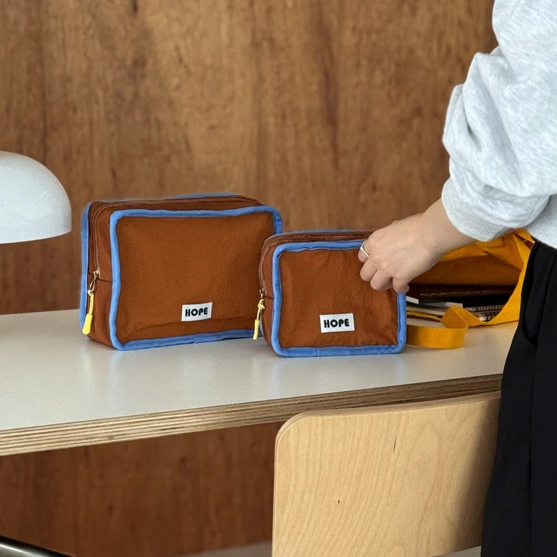 pouch-03003 Blue×brown ポーチ 大小2個セット | ART OF BLACK