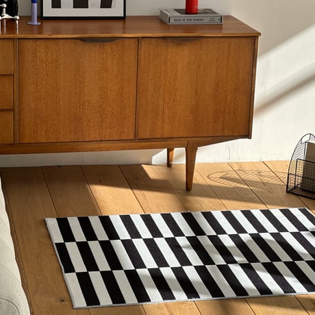 rug-03068　ホワイト＆ブラック ストライプラグ 80×120cm 100×160cm