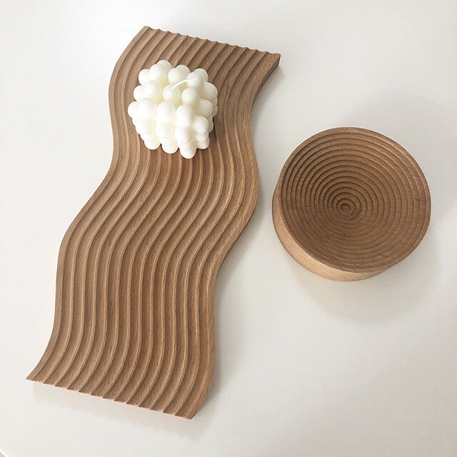 tray-03042 ウッドトレイ Wave カフェトレイ 木製プレート