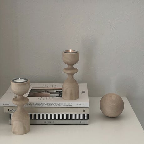 candle-03022　ウッド 無垢材 キャンドルスタンド