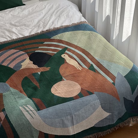 予約販売6月中旬～6月下旬頃発送予定　bedthrow-03004　calm forest ベッドスロー 130×180
