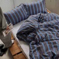 beddingsets-03120　gray×blue シックシンストライプ 布団カバーセット