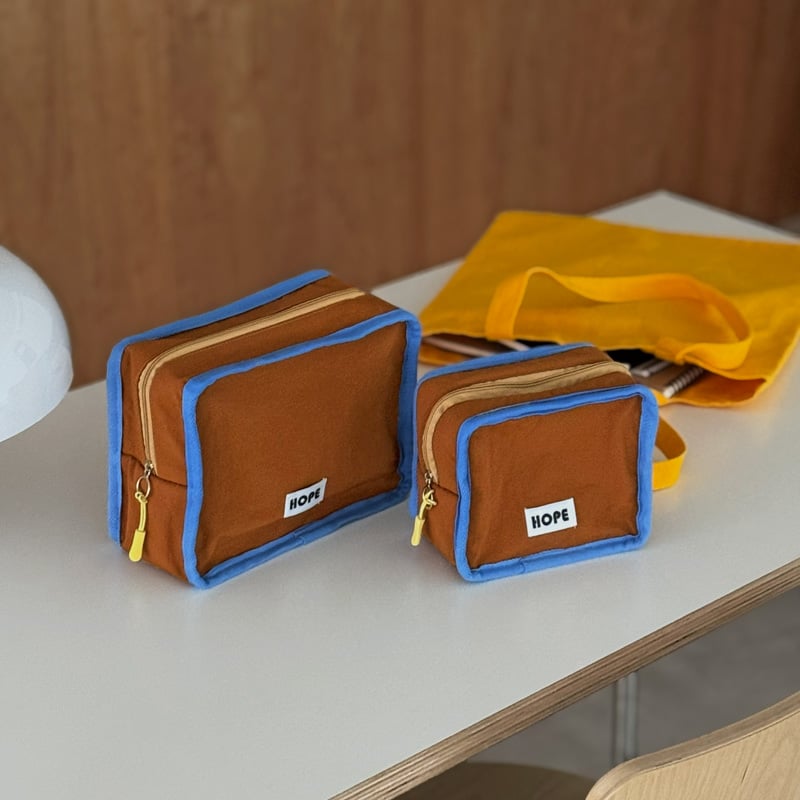 pouch-03003 Blue×brown ポーチ 大小2個セット | ART OF BLACK