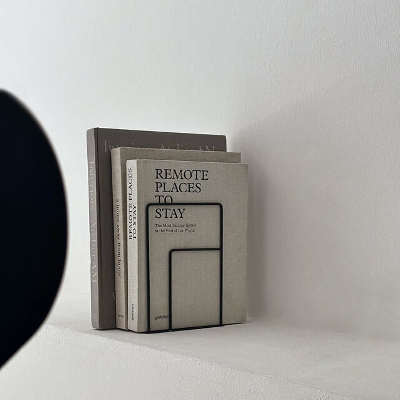 bookend-03019 square line アイアン ブックスタンド 2個セット | bookend-03019 square line アイアン ブックスタンド 2個セット |