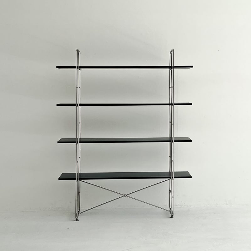 M105　ステンレスユニットシェルフ　シェルフ　幅840mm ステンレスユニットシェルフ ウォールナット材棚セット ワイド 中