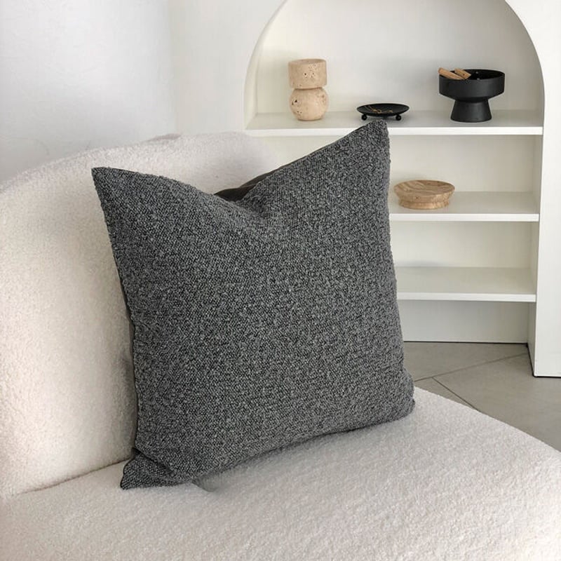 cu-03122 グレー ブークレ クッションカバー 45cm×45cm