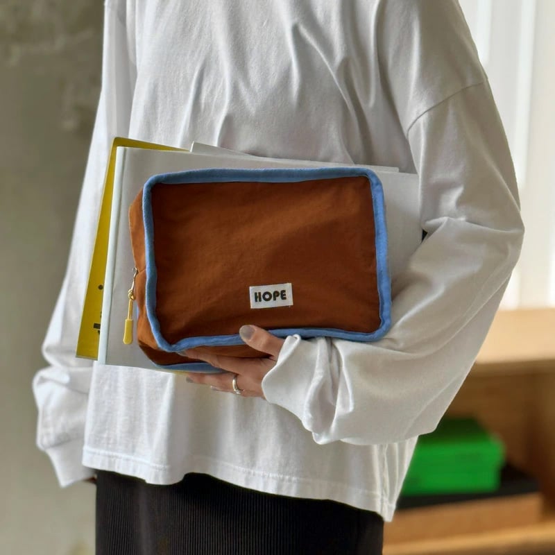 pouch-03003 Blue×brown ポーチ 大小2個セット | ART OF BLACK