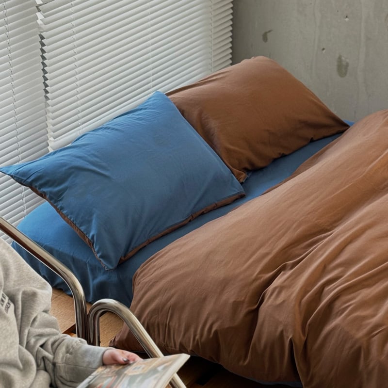 beddingsets-03115 blue×brown リバーシブル 布団カバーセット |